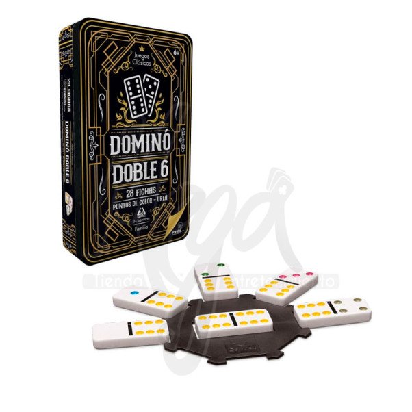 Domino Doble 6 Lata Con Ficha Colores